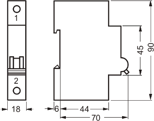 Dimensions circuit breaker 5SY6 1P
