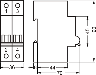 Dimensions circuit breaker 5SY6 2P