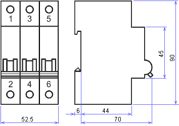 Dimensions circuit breaker 5SY6 3P