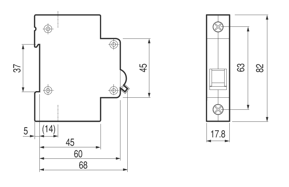 Circuit breaker BKN dimensions