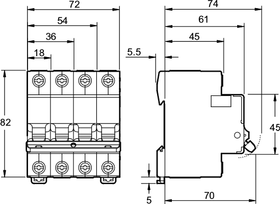 Circuit breaker dimensions