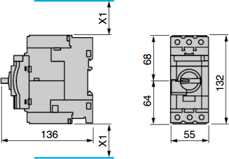 Dimensions of the circuit breaker GV3L series