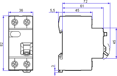 Easy9 RCBO's dimensions