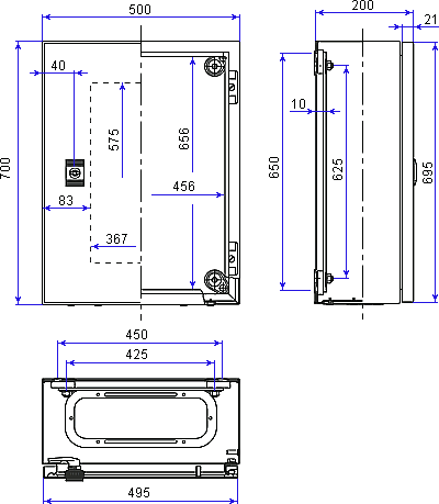 Enclosure dimensions NSYCRN75200P