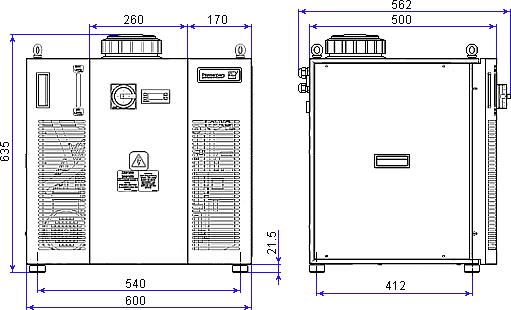 Overall dimensions of the CC 6301 chiller