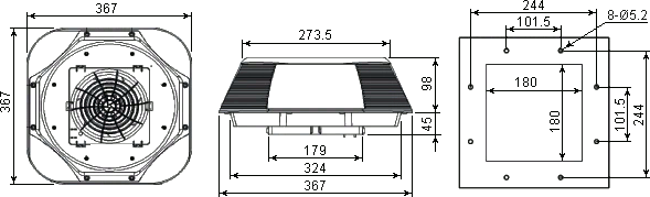 Размер крышного вентилятора KRF-950