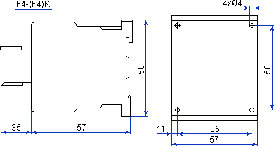 Dimensions of minicontactor CJX2-K0901