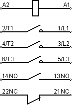 Принципиальная электрическая схема контактора LC1D18BD