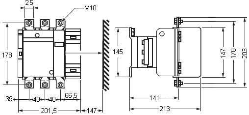 Dimensions of contactor LC1F265BD