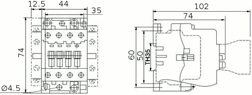 Размеры контактора ZLC2-A12