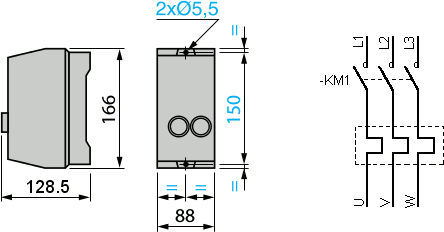 Dimensions and scheme of the starter LE1D09M7