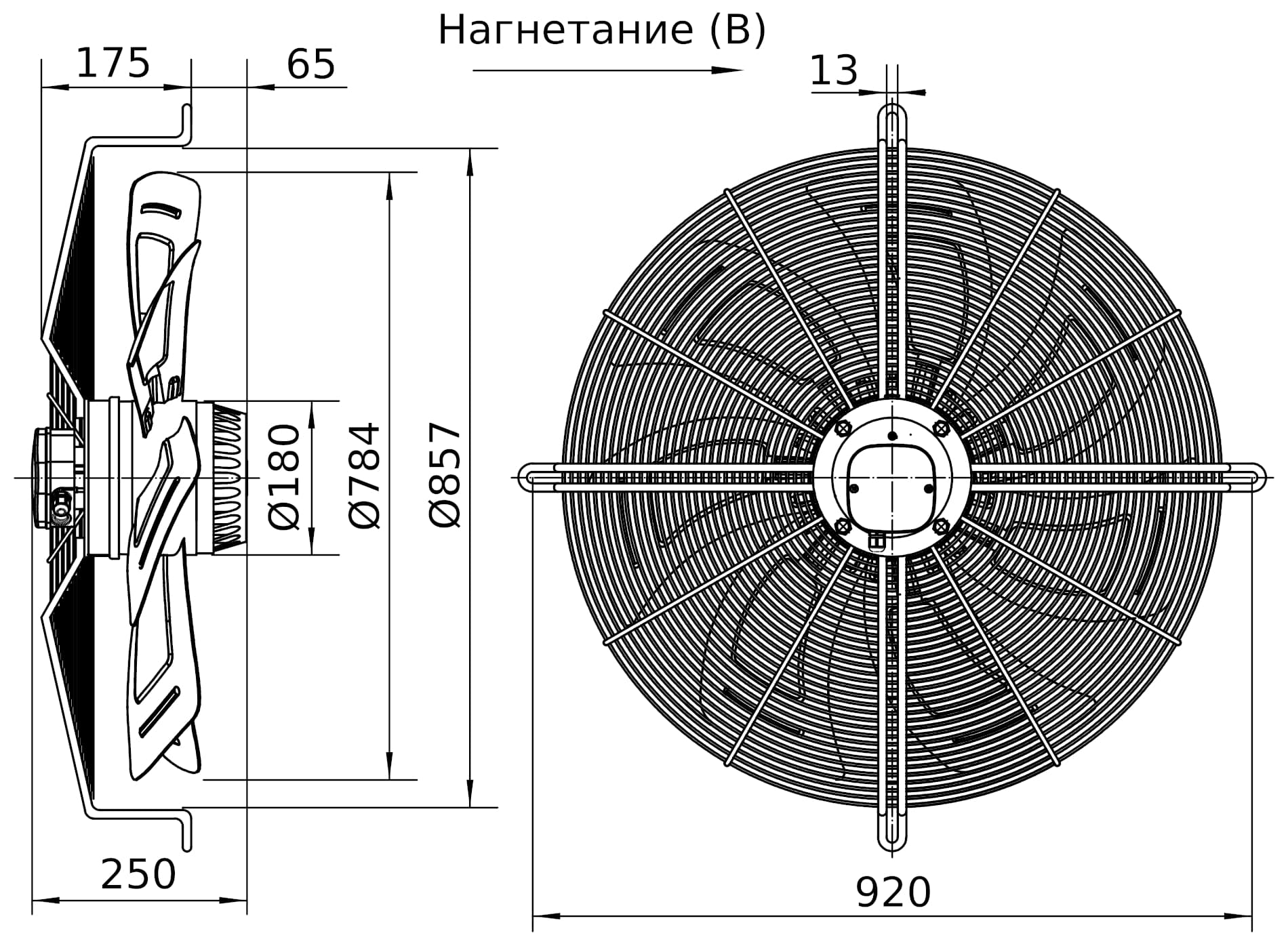 Wiring diagram of the fan YWF6D-800B