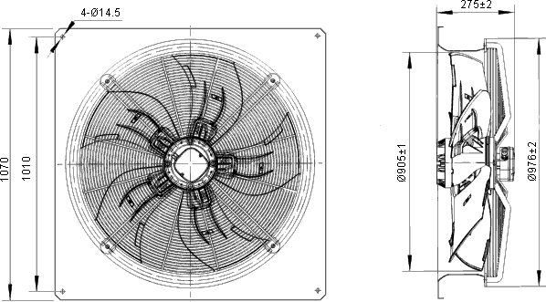 Размеры вентилятора YWF-6D-910S-180/120A-B1