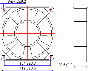 Ac fan YZ-12038 dimensions
