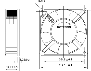 Размеры вентилятора LTF1238A2S