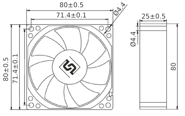 Размеры вентилятора G0825-D24X-7PBHL