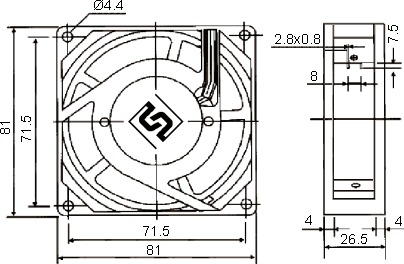 Размеры вентилятора G0825-A22X-7PSHL