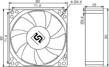 Размеры вентилятора G0825-D12X-7PBHL