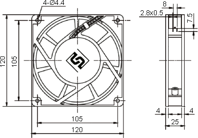 Размеры вентилятора G1225-A22X-7PBHL