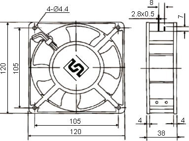 Размеры вентилятора G1238-A22X-5PSHL