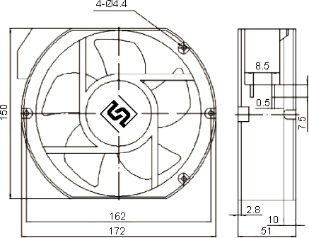 Размеры вентилятора G1750-A22X-5PBHL