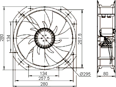 Размеры вентилятора G2880-A22C-7MBHL