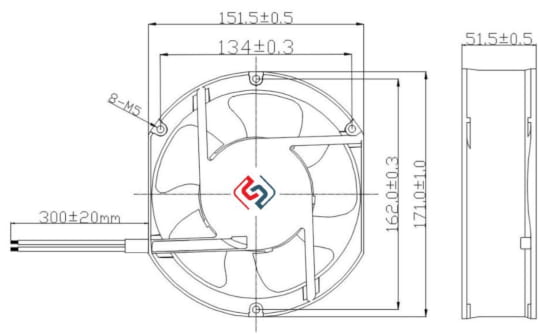 Размеры вентилятора Y1750-A22X-5PBHL