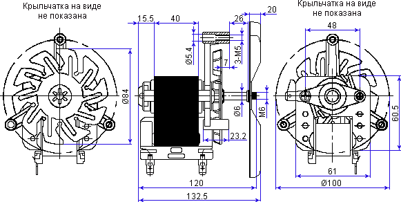 Dimensions of the fan YJ61-40