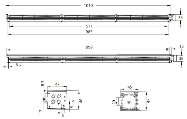 Размеры тангенциального вентилятора ES-EE03099R24-V1