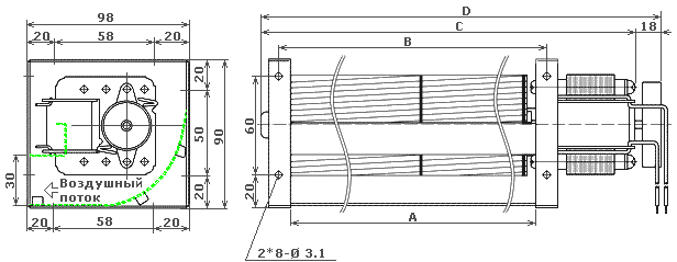 размеры тангенциального вентилятора JE-C06036A-22-S