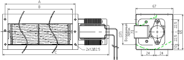размеры тангенциального вентилятора JH-050