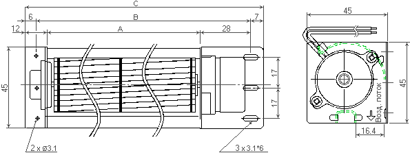 размеры тангенциального вентилятора JSD-03029A12-3B