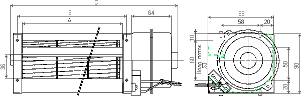 размеры тангенциального вентилятора JVC-060