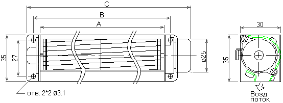 размеры тангенциального вентилятора JVD-02509