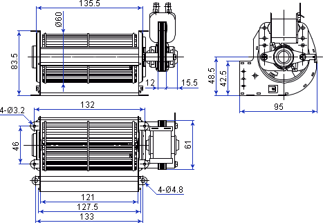 Fan YJ61-12-60-120 dimensions