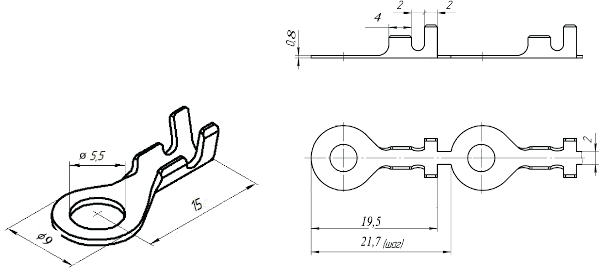 Dimensions of non-insulated ring terminal Type 4