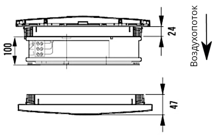 Размеры вентилятора STF3244.230 сбоку