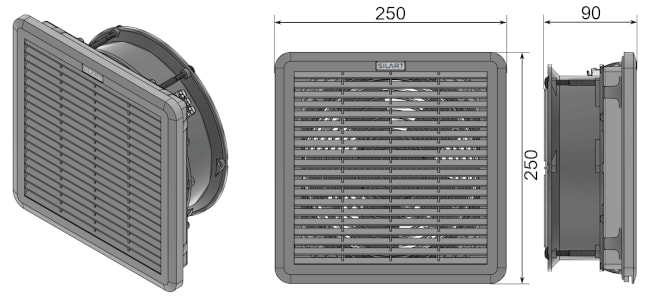 Размеры вентилятора с фильтром NLV-2600