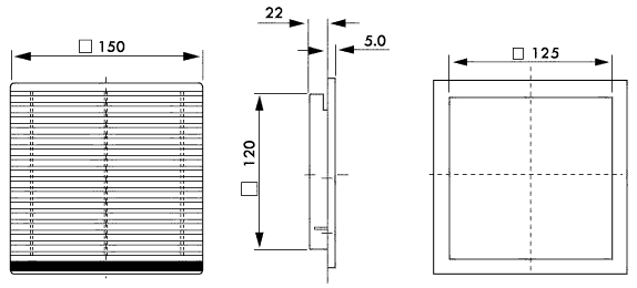 dimensions of filter STFB150