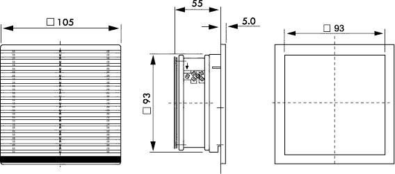 Размеры вентилятора с фильтром STFB105A230