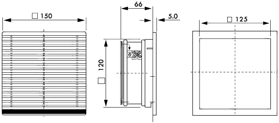 Размеры вентилятора с фильтром STFB150A230