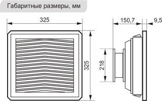 Габаритные размеры вентилятора с фильтром FL 325/220 