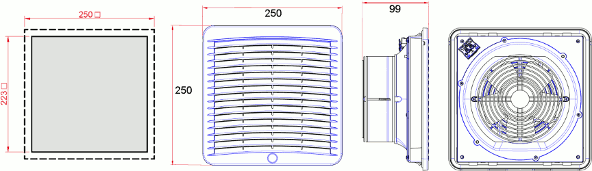 Размеры вентилятора с фильтром GSV-2600