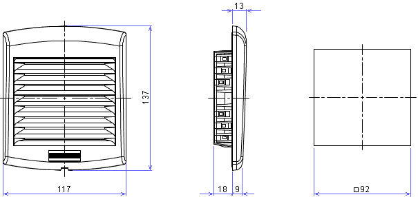 Размеры выпускного фильтра NSYCAG92LPF Schneider Electric