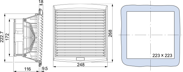 размеры вентилятора с фильтром NSYCVF300M230PF
