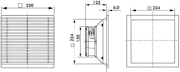 Размеры вентилятора с фильтром STFB250A230