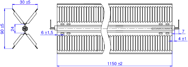 X-type heating element dimensions