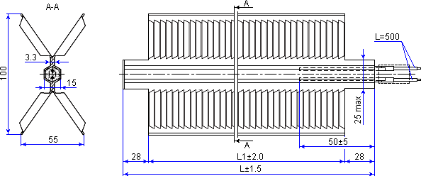 Heating element AL1004-005 dimensions