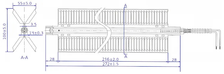 Размеры нагревательного элемента AL1004-004