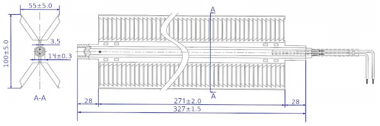 Размеры нагревательного элемента AL1004-005